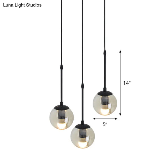 Industrial Hanging Pendant Light Kit - Clear Glass Black Cluster Globe With 3/5/10 Heads