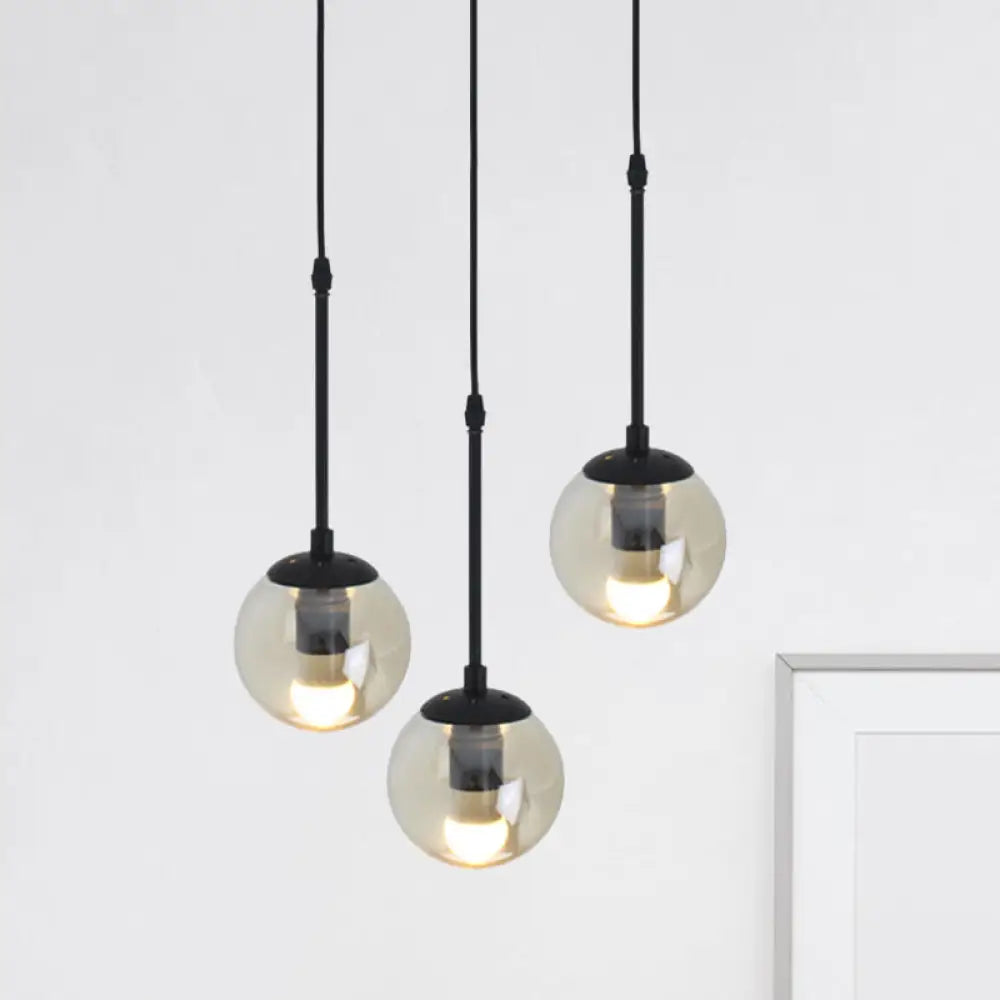 Minimalist Clear Glass Black Pendant Light With Clustered Globes - Industrial Hanging Lamp Kit