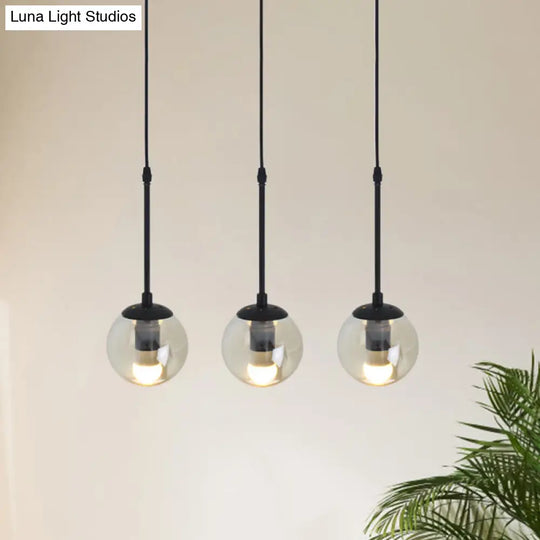 Industrial Hanging Pendant Light Kit - Clear Glass Black Cluster Globe With 3/5/10 Heads