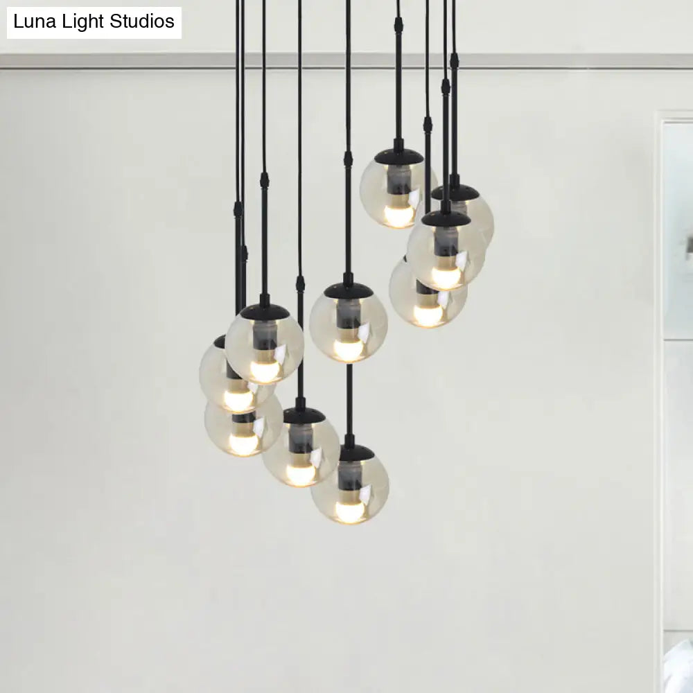 Minimalist Clear Glass Black Pendant Light With Clustered Globes - Industrial Hanging Lamp Kit