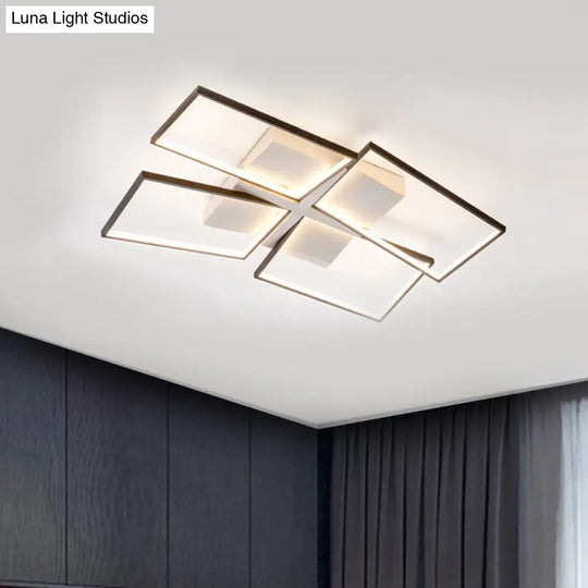 Minimalist Clear Glass Led Semi-Mount Ceiling Lamp In Warm/White/3 Colors 35.5/26.5 Long For Living