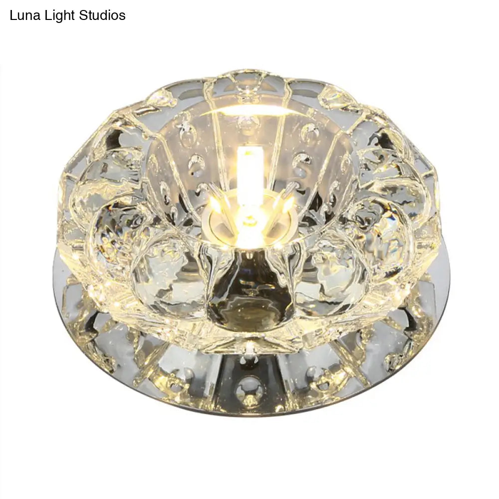 Minimalist Clear Led Flush Mount Fixture For Hallway - Floral Crystal Lighting