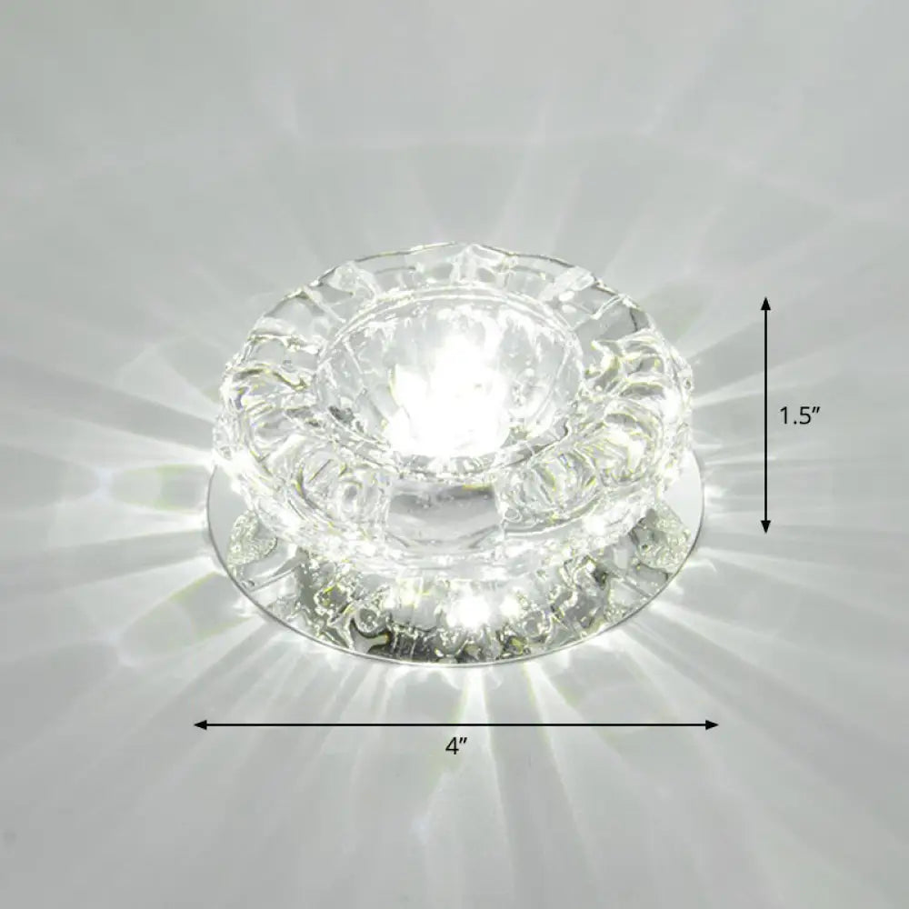 Minimalist Clear Led Flush Mount Fixture For Hallway - Floral Crystal Lighting / White