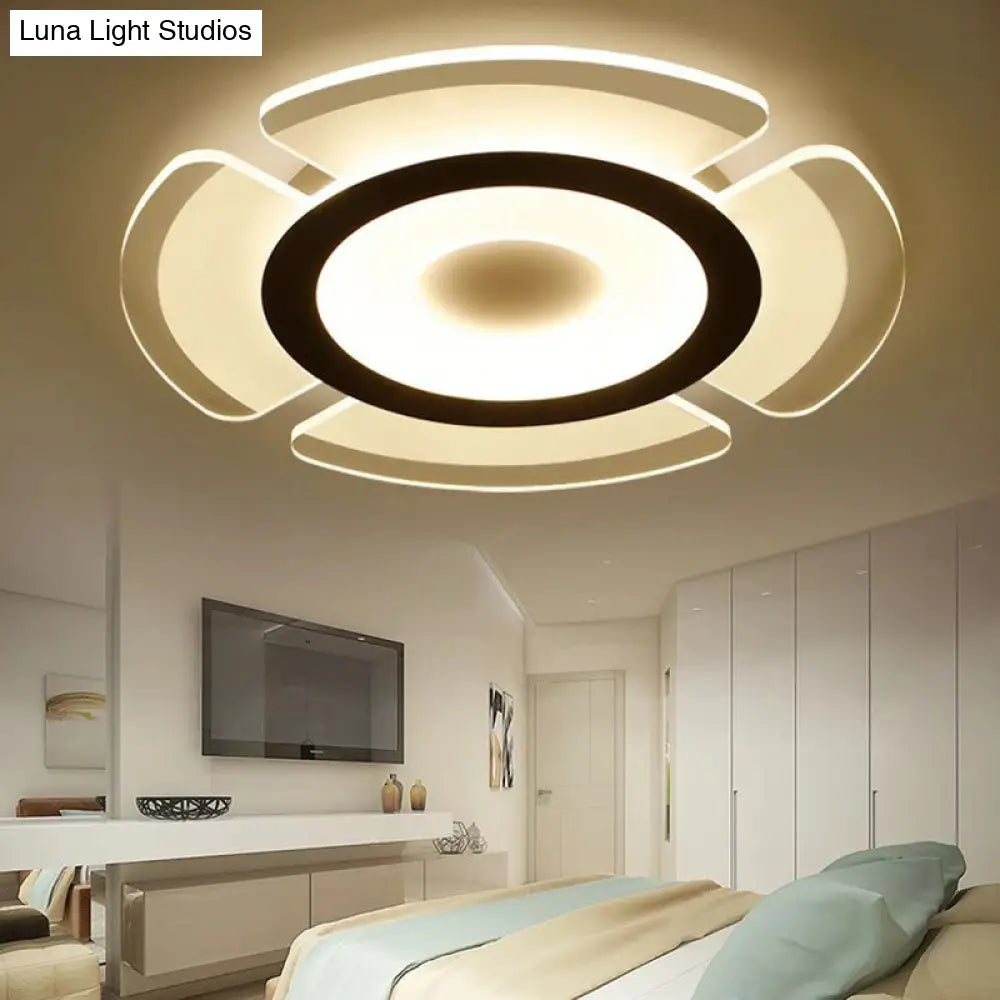 Minimalist Clear Led Flush Mount Fixture For Living Room - Metallic Circular Lighting