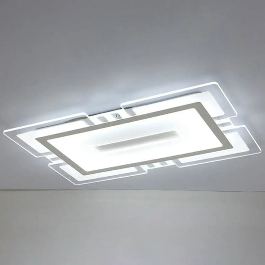 Minimalist Clear Led Flush Mount Fixture: Ultra - Thin Rectangular Living Room Lighting / 35.5’