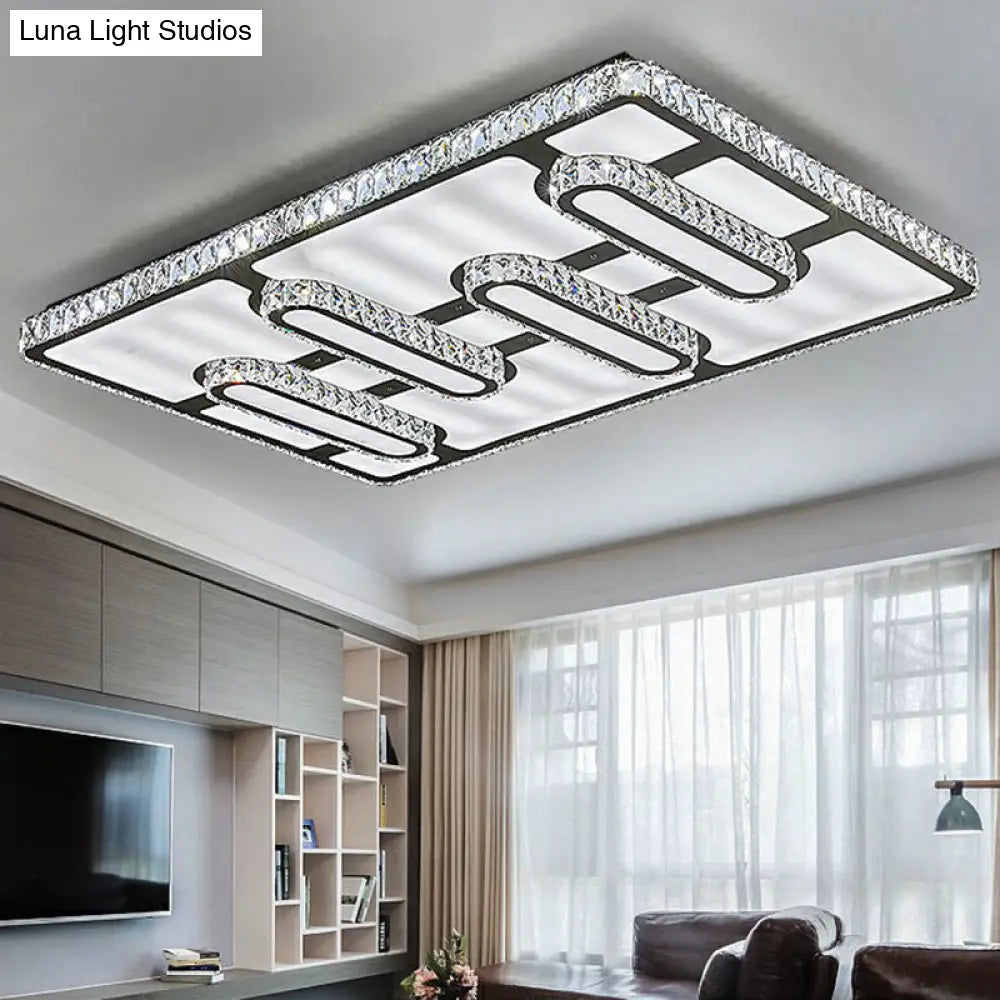 Minimalist Clear Led Flush Mounted Crystal Ceiling Light For Parlor