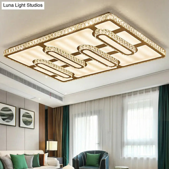 Minimalist Clear Led Flush Mounted Crystal Ceiling Light For Parlor