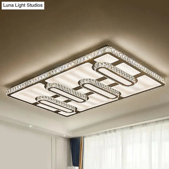 Minimalist Clear Led Flush Mounted Crystal Ceiling Light For Parlor