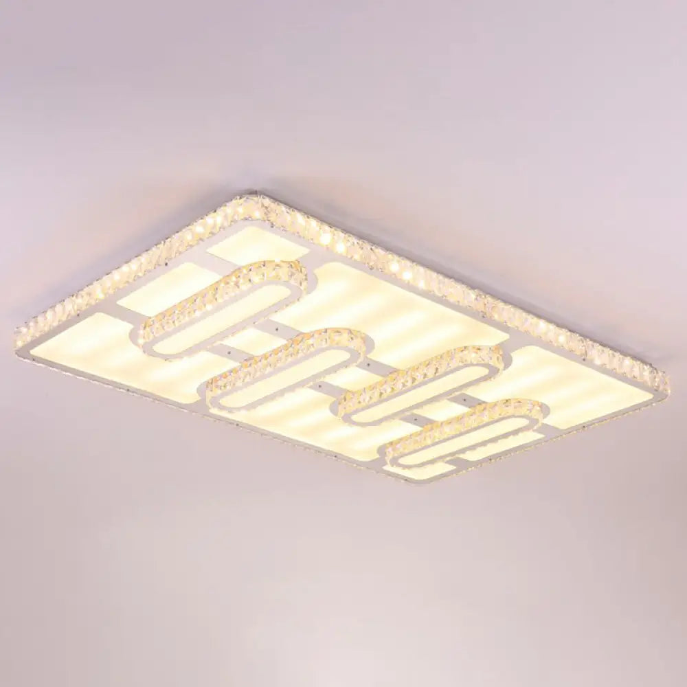 Minimalist Clear Led Flush Mounted Crystal Ceiling Light For Parlor