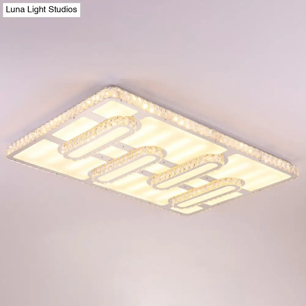 Minimalist Clear Led Flush Mounted Crystal Ceiling Light For Parlor