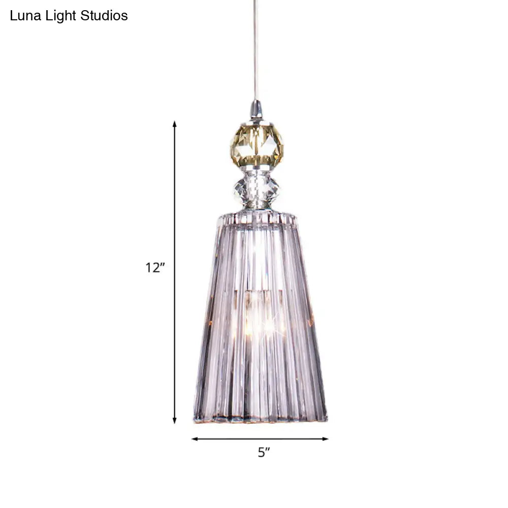 Minimalist Single-Bulb Pendant Light With Clear Prismatic K9 Crystal - Sleek And Stylish Suspended