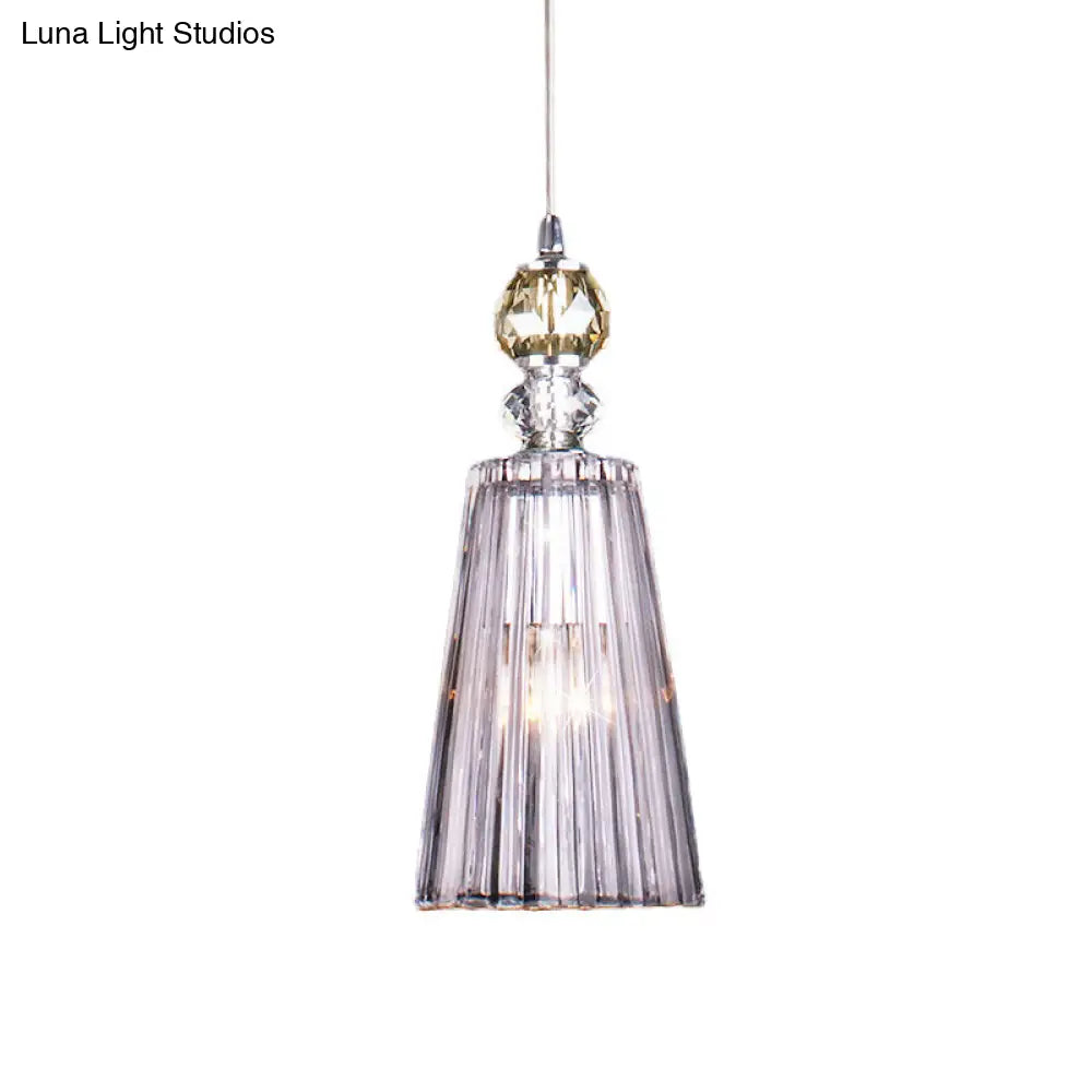 Minimalist Single-Bulb Pendant Light With Clear Prismatic K9 Crystal - Sleek And Stylish Suspended