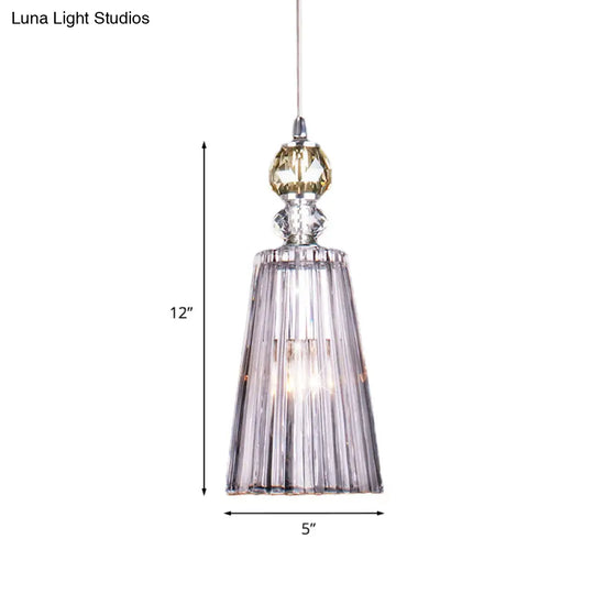 Minimalist Clear Prismatic Crystal Pendant Light With Single Bulb