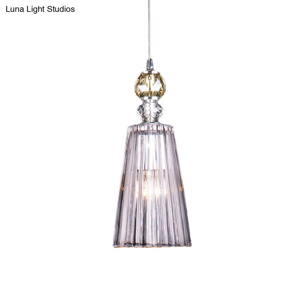 Minimalist Clear Prismatic Crystal Pendant Light With Single Bulb