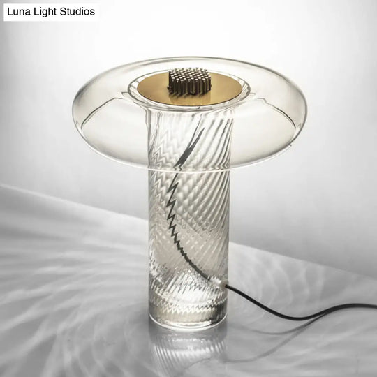 Minimalist Clear Twisty Glass Mushroom Table Lamp - Creative Night Light For Sitting Room