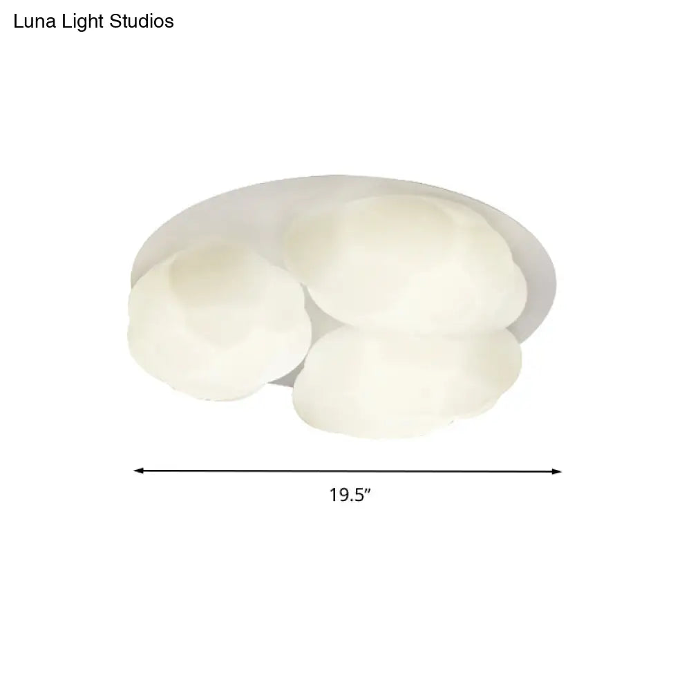Minimalist Cloud Shade Flushmount Lighting - Plastic 3 Lights Ceiling Mounted Bedroom Light