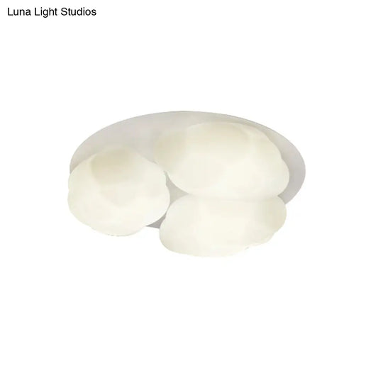 Minimalist Cloud Shade Flushmount Lighting - Plastic 3 Lights Ceiling Mounted Bedroom Light