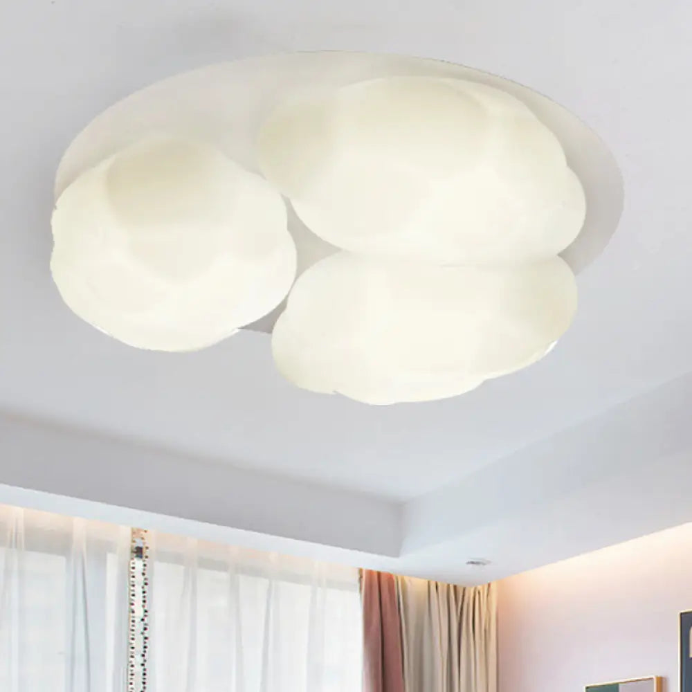 Minimalist Cloud Shade Flushmount Lighting - Plastic 3 Lights Ceiling Mounted Bedroom Light White