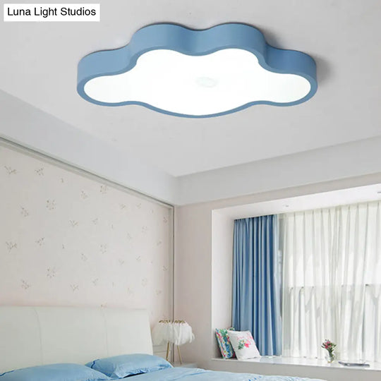 Minimalist Cloud-Shaped Led Ceiling Fixture - Acrylic Flush Mount Lamp Blue / White 19.5\ (50Cm)