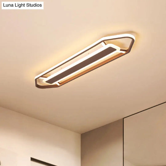 Minimalist Coffee Pencil Shape Ceiling Light - Led Metal Flush Mount Lighting (23.5/31.5/39)