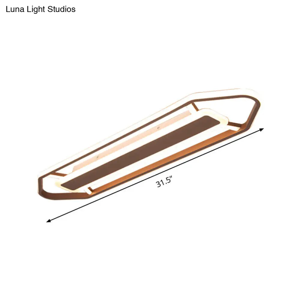 Minimalist Coffee Pencil Shape Ceiling Light - Led Metal Flush Mount Lighting (23.5/31.5/39)