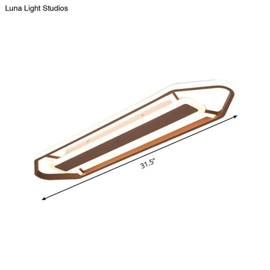 Minimalist Coffee Pencil Shape Ceiling Light - Led Metal Flush Mount Lighting (23.5/31.5/39)