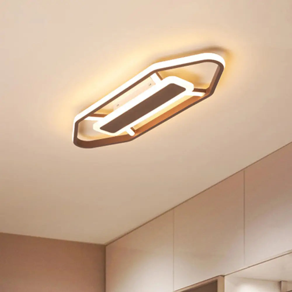 Minimalist Coffee Pencil Shape Ceiling Light - Led Metal Flush Mount Lighting