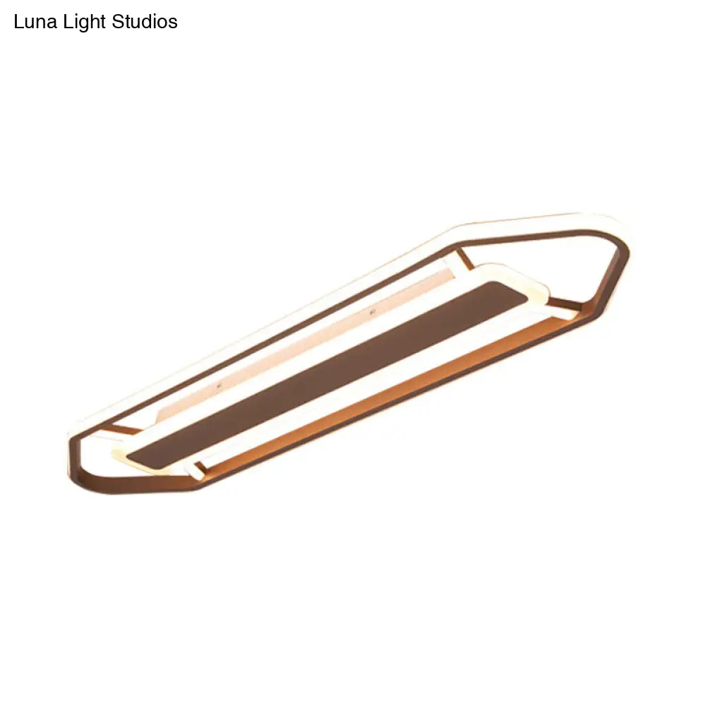 Minimalist Coffee Pencil Shape Ceiling Light - Led Metal Flush Mount Lighting (23.5/31.5/39)