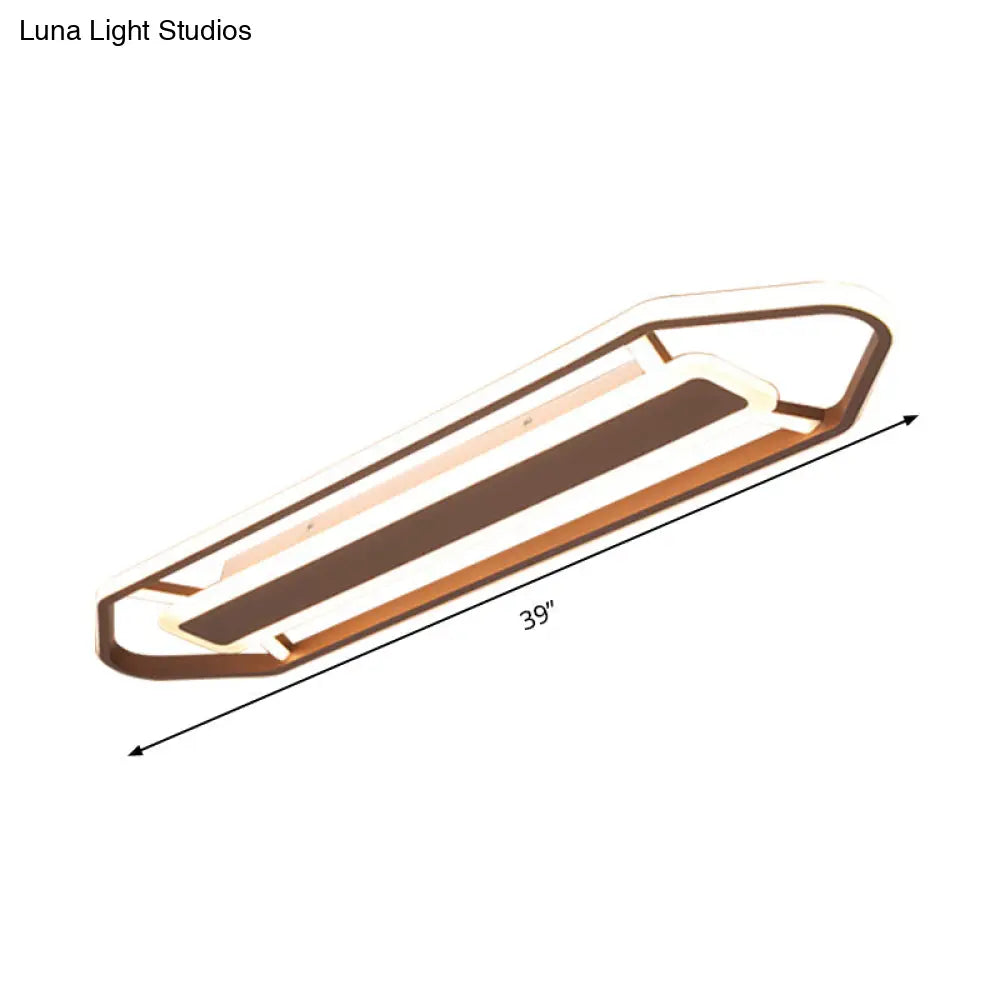 Minimalist Coffee Pencil Shape Ceiling Light - Led Metal Flush Mount Lighting