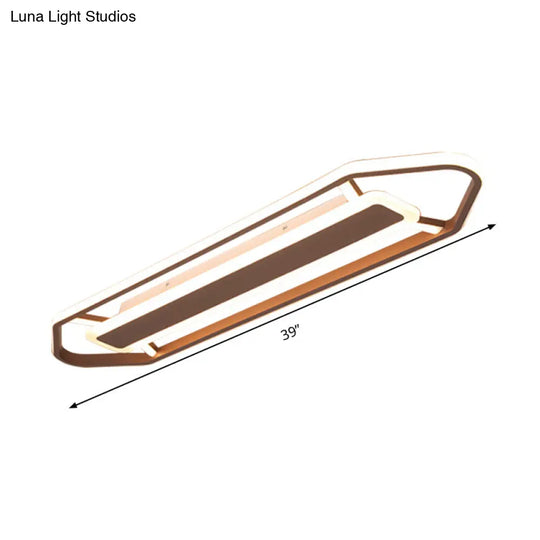 Minimalist Coffee Pencil Shape Ceiling Light - Led Metal Flush Mount Lighting