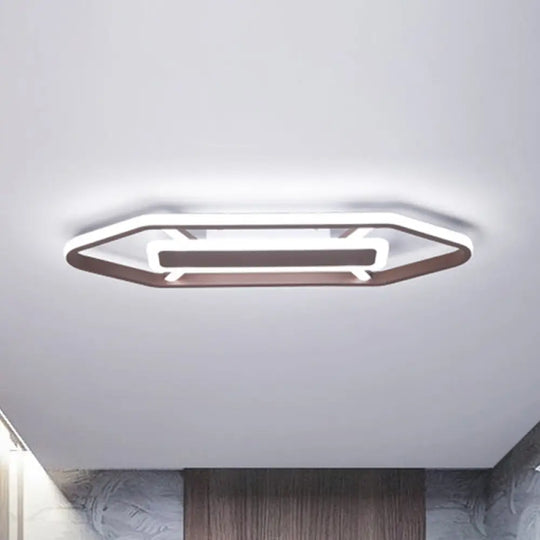 Minimalist Coffee Pencil Shape Ceiling Light - Led Metal Flush Mount Lighting