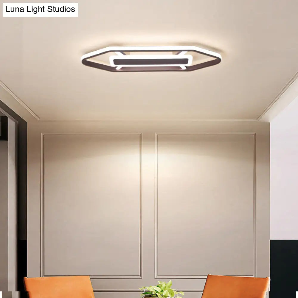 Minimalist Coffee Pencil Shape Ceiling Light - Led Metal Flush Mount Lighting