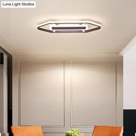 Minimalist Coffee Pencil Shape Ceiling Light - Led Metal Flush Mount Lighting