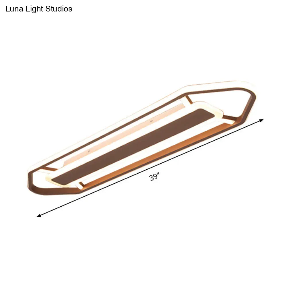 Minimalist Coffee Pencil Shape Ceiling Light - Led Metal Flush Mount Lighting (23.5/31.5/39)