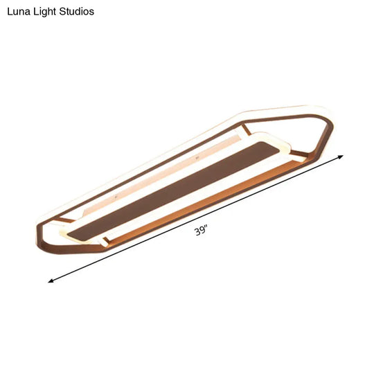 Minimalist Coffee Pencil Shape Ceiling Light - Led Metal Flush Mount Lighting (23.5/31.5/39)