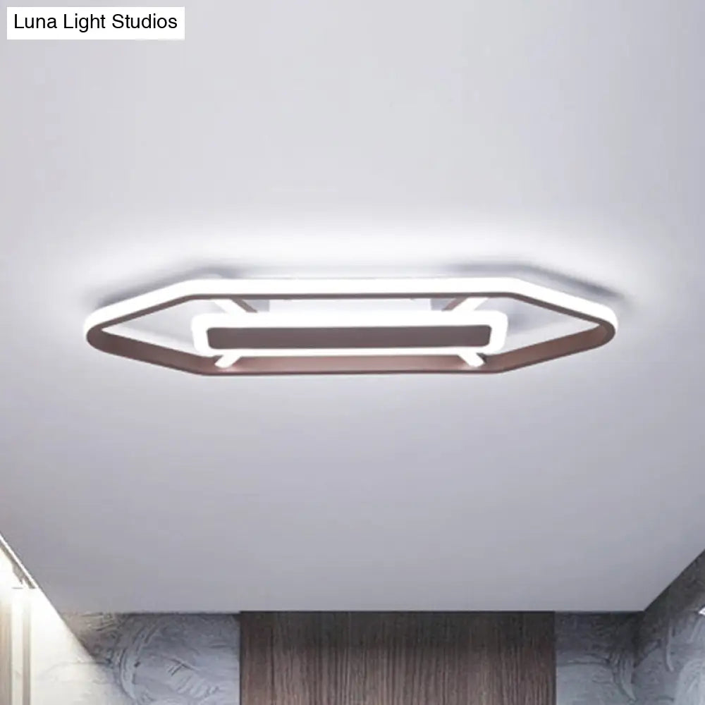 Minimalist Coffee Pencil Shape Ceiling Light - Led Metal Flush Mount Lighting (23.5/31.5/39)