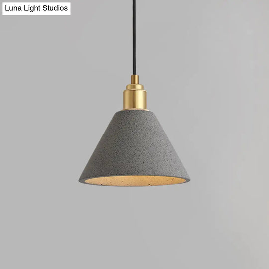 Minimalist Concrete Conical Pendant Light: 1-Head Ceiling Suspension Lamp