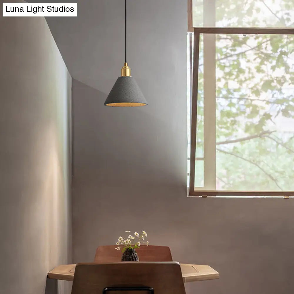 Minimalist Concrete Conical Pendant Light: 1-Head Ceiling Suspension Lamp