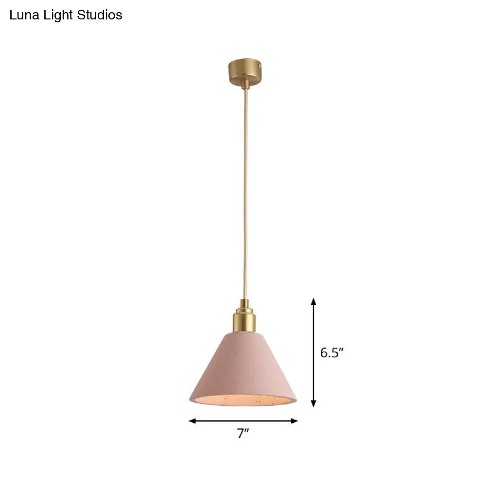 Minimalist Concrete Conical Pendant Light: 1-Head Ceiling Suspension Lamp