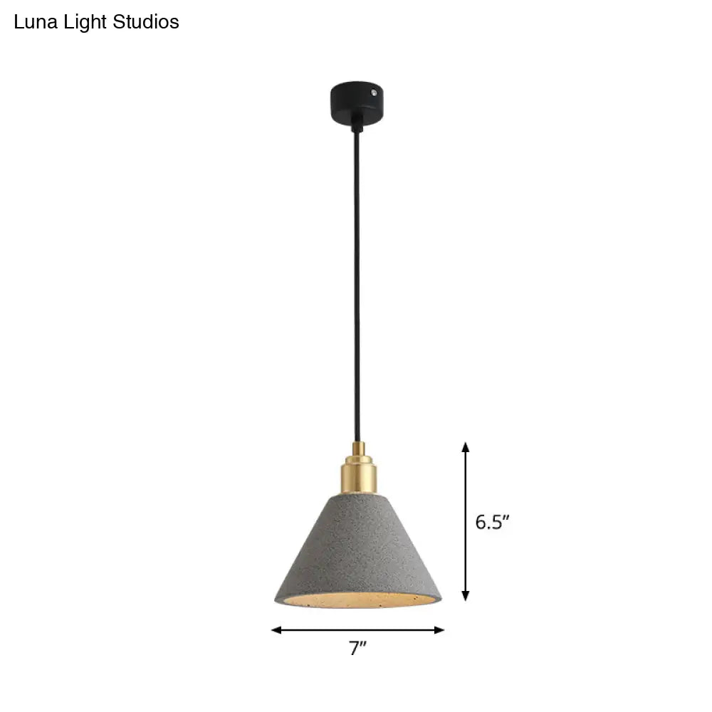 Minimalist Concrete Conical Pendant Light: 1-Head Ceiling Suspension Lamp