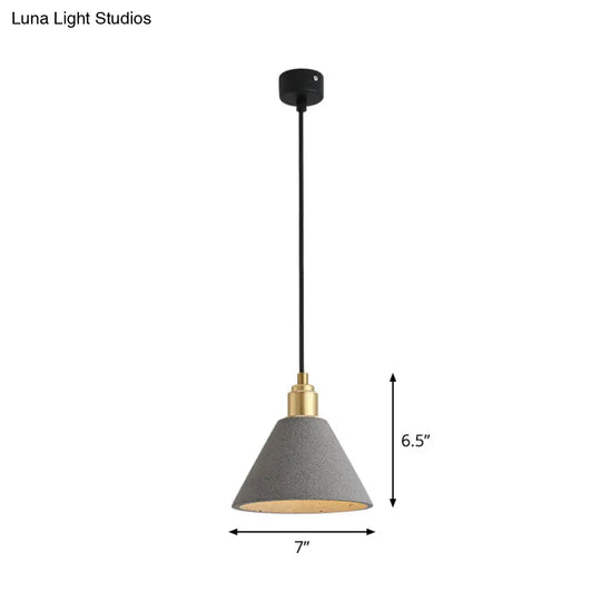 Minimalist Concrete Conical Pendant Light: 1-Head Ceiling Suspension Lamp