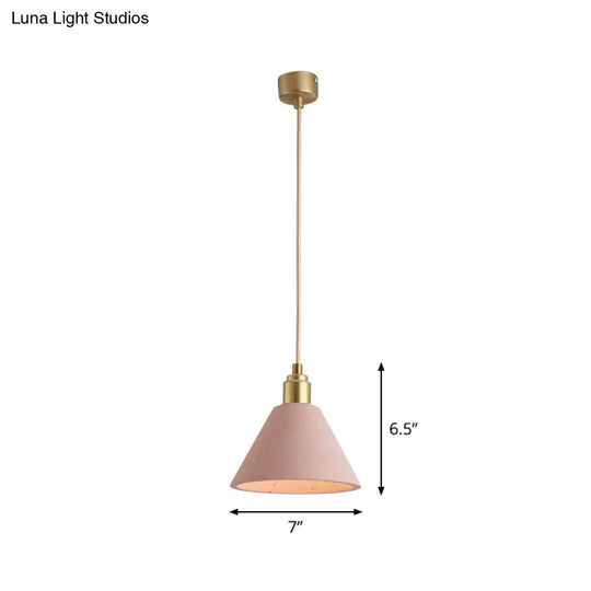 Minimalist Concrete Conical Pendant Light Fixture - 1 Head Ceiling Suspension Lamp