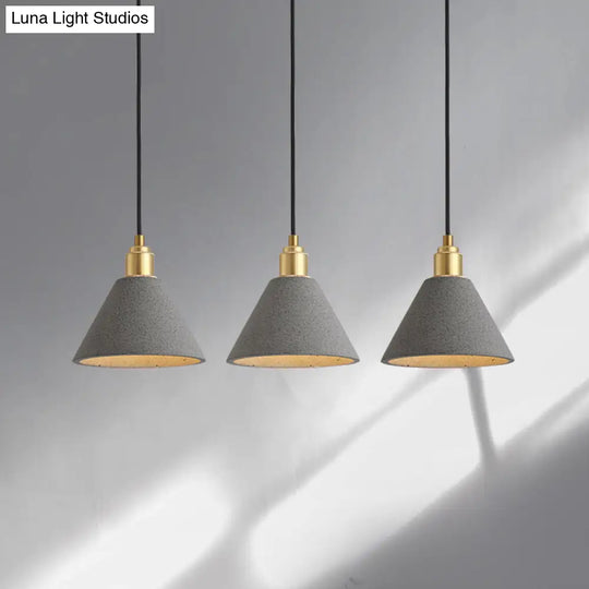 Minimalist Concrete Conical Pendant Light: 1-Head Ceiling Suspension Lamp Grey