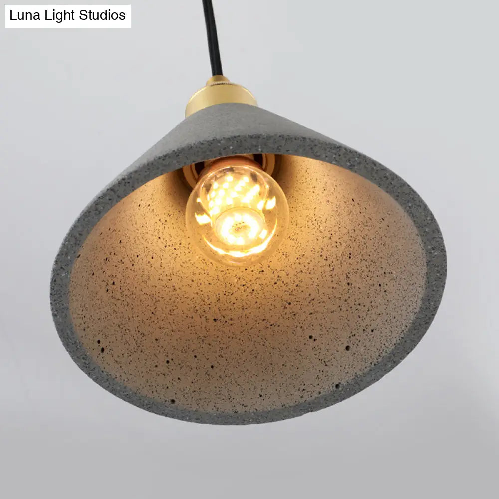 Minimalist Concrete Conical Pendant Light: 1-Head Ceiling Suspension Lamp