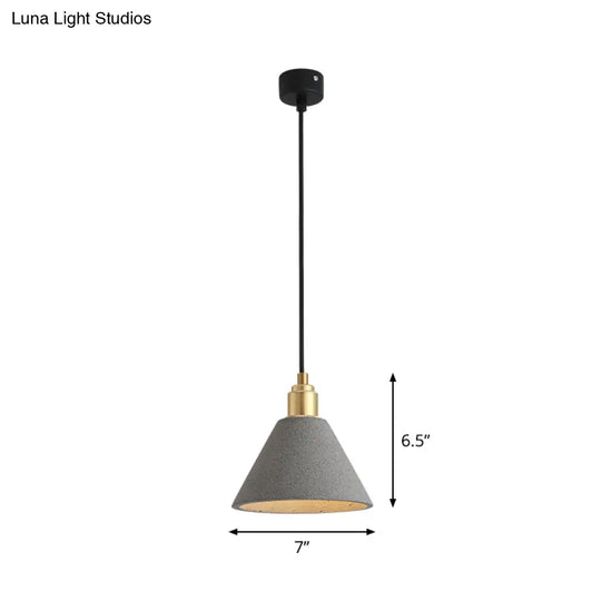 Minimalist Concrete Conical Pendant Light Fixture - 1 Head Ceiling Suspension Lamp