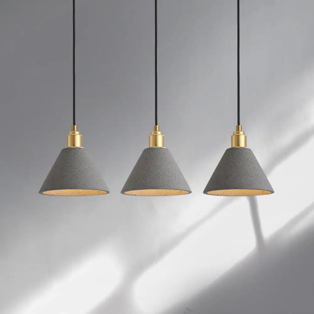 Minimalist Concrete Conical Pendant Light Fixture - 1 Head Ceiling Suspension Lamp Grey