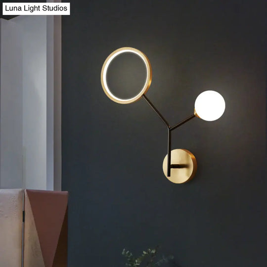 Minimalist Cream Glass Led Wall Sconce Lamp For Bedroom Lighting