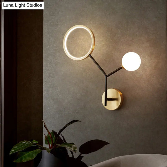 Minimalist Cream Glass Led Wall Sconce Lamp For Bedroom Lighting