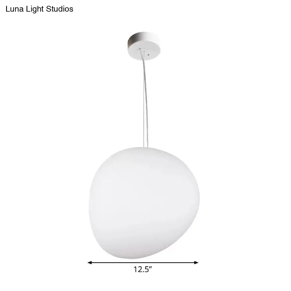 Minimalist Cream Glass Pendant Lamp For Dining Room - Floating Pebble Design White 9’/12.5’/18’ Wide