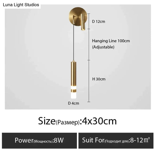 Minimalist Creative Luxury Bedroom Bedside Wall Lamp With Spotlight Wall Lamp